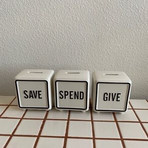 Magnolia Heart & Hand Give Save Spend Piggy Banks